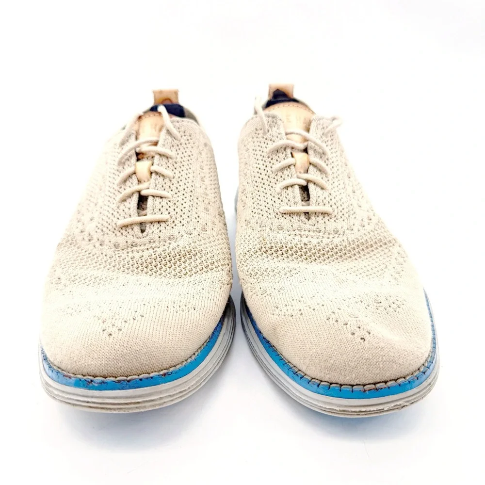 Cole Haan OriginalGrand Wingtip Oxford Mens 8 Beige Knit C29434 Stitchlite
